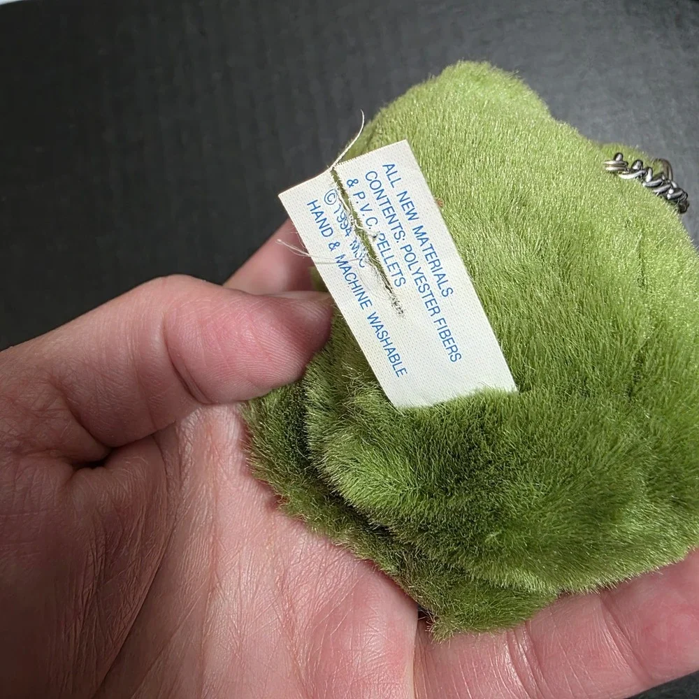 Swibco Frog Plush Keychain Fluffy Green‎ Vintage 1998 Fuzzy Mini Bag Charm